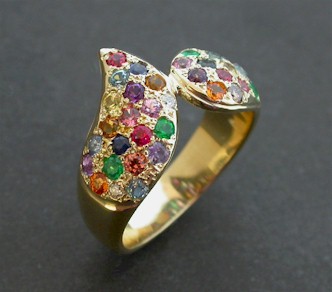 Colourful gemstone 14ct Gold Ring