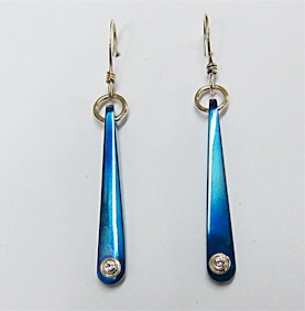 Titanium Earrings Diamond Dangle Design