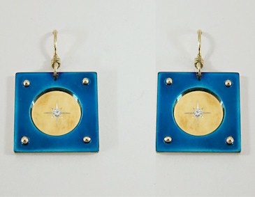 Titanium Earrings - Sqaure Star Design