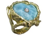 Larimar Stone and Diamond Ring by Hans Meevis