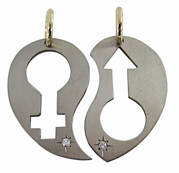 Titanium Pendant Male/Female Symbol